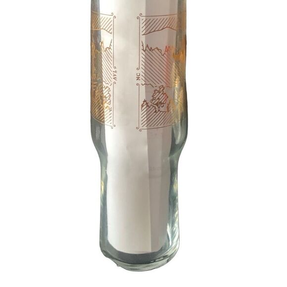 Pre Owned Uncle Ricks Pilsner Beer Glass 16oz Gold Lettering Great Graphics - Picture 4 of 13